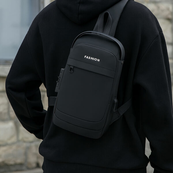 Tumblo™ Anti-Theft Leather Sling Bag Black  | Crossbody Backpack with USB Charging Port & Dial Lock - Image 2
