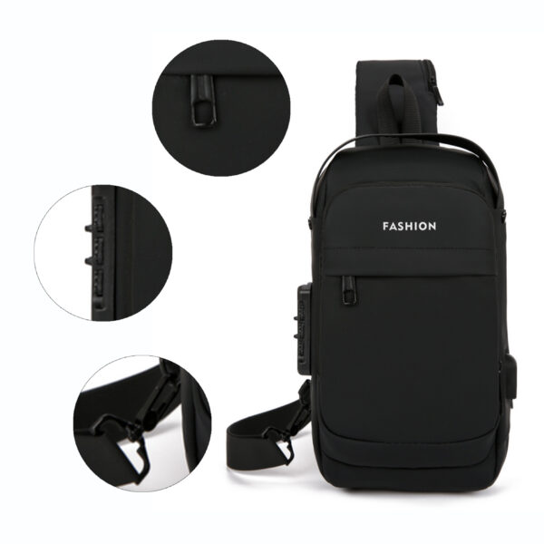 Tumblo™ Anti-Theft Leather Sling Bag Black  | Crossbody Backpack with USB Charging Port & Dial Lock - Image 4