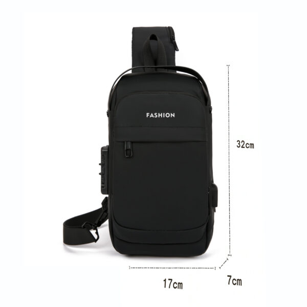 Tumblo™ Anti-Theft Leather Sling Bag Black  | Crossbody Backpack with USB Charging Port & Dial Lock - Image 3