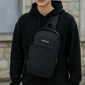 Tumblo™ Anti-Theft Leather Sling Bag Black  | Crossbody Backpack with USB Charging Port & Dial Lock