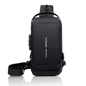 Tumblo™ Anti-Thef PU Leather Sling Bag for Men | Crossbody Backpack with USB Charging Port & Dial Lock | Waterproof, Travel Shoulder Bag for Office & Daily Use