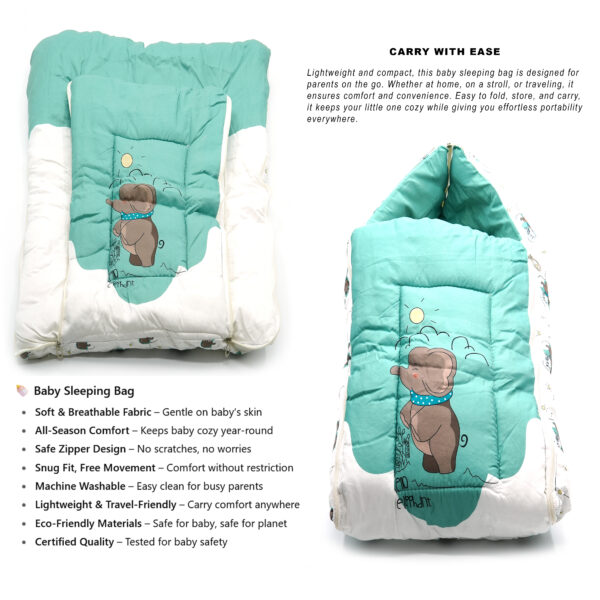 Tumblo Baby Sleeping Bag – “Elephant with cloud” (0–12 Months, 116.84 × 49.53 × 8.87 cm) - Image 7