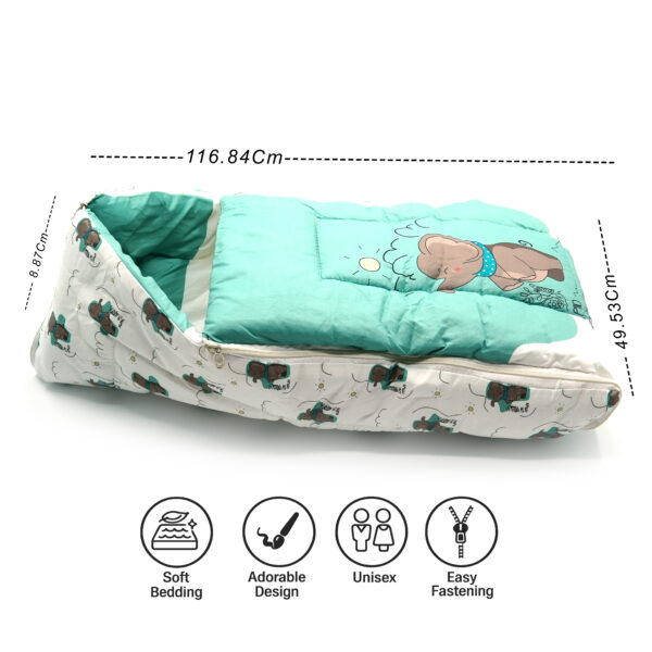 Tumblo Baby Sleeping Bag – “Elephant with cloud” (0–12 Months, 116.84 × 49.53 × 8.87 cm) - Image 4