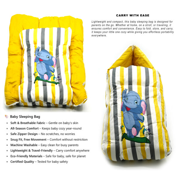 Tumblo Baby Sleeping Bag – “Elephant” Cartoon Edition (0–12 Months, 116.84 × 49.53 × 8.87 cm) - Image 7