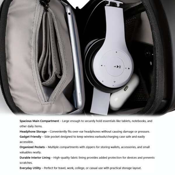 Tumblo™ Anti-Theft Leather Sling Bag Blue | Crossbody Backpack with USB Charging Port & Dial Lock | Waterproof - Image 6