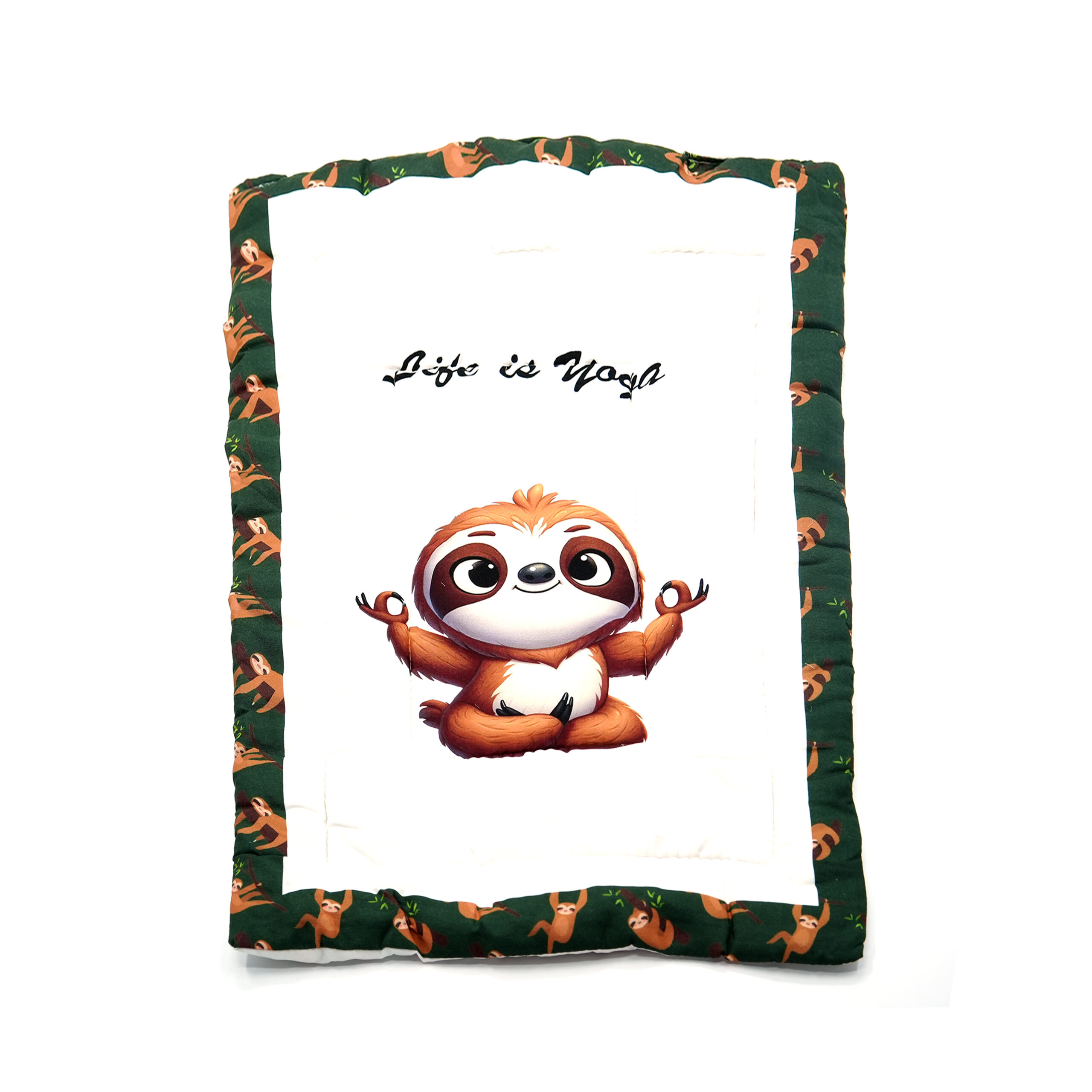 Tumblo Baby Sleeping Mattress – 100% Cotton, 76x51x2 cm (30x20x0.8 inches) – Cute Sloth Yoga Design