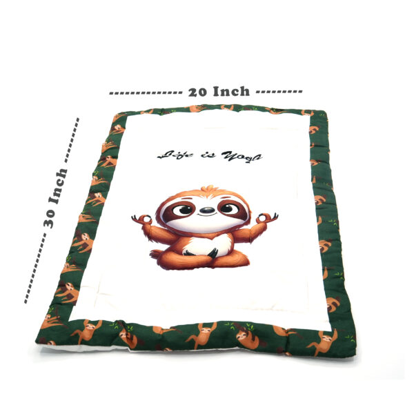 Tumblo Baby Sleeping Mattress – 100% Cotton, 76x51x2 cm (30x20x0.8 inches) – Cute Sloth Yoga Design - Image 2