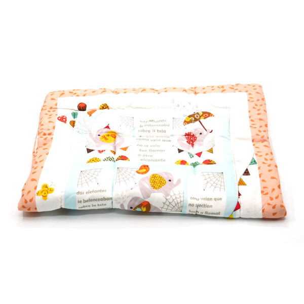 Tumblo 100% Cotton Baby Sleeping Mattress – Elephant & Giraffe Jungle Story Design (76 x 51 x 2 cm)