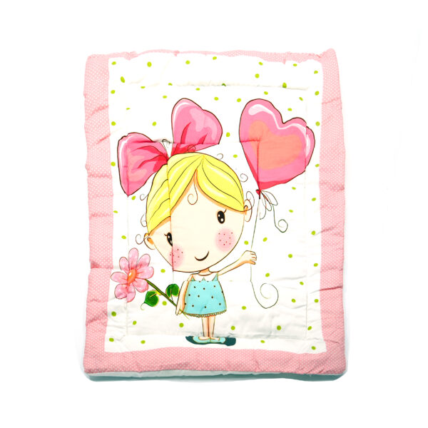 Tumblo 100% Cotton Baby Sleeping Mattress – Girl with Heart Balloon Design (76 x 51 x 2 cm) - Image 2
