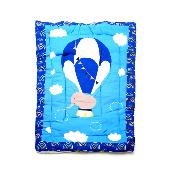 Tumblo 100% Cotton Baby Sleeping Mattress – Hot Air Balloon & Elephant Design (76 x 51 x 2 cm) - Image 2