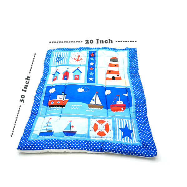 Tumblo 100% Cotton Baby Sleeping Mattress – Nautical Theme with Lighthouse & Sailboats (76 x 51 x 2 cm) - Image 3