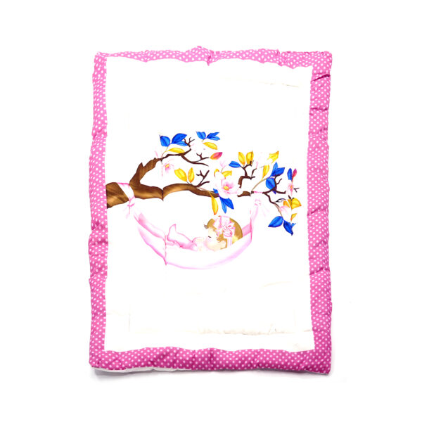 Tumblo 100% Cotton Baby Sleeping Mattress – Pink Tree Hammock Design (76 x 51 x 2 cm) - Image 2