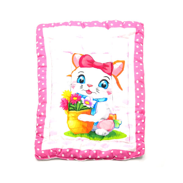Tumblo Baby Sleeping Mattress – Cute Kitty with Flowers Print | 100% Cotton | 76x51x2 cm (30x20x0.8 in) - Image 2