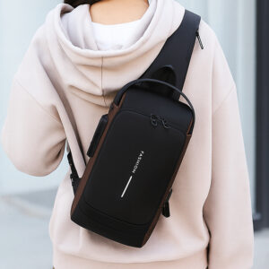Tumblo™ Anti-Theft Leather Sling Bag Brown | Crossbody Backpack with USB Charging Port & Dial Lock | Waterproof