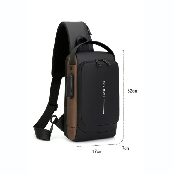 Tumblo™ Anti-Theft Leather Sling Bag Brown | Crossbody Backpack with USB Charging Port & Dial Lock | Waterproof - Image 3