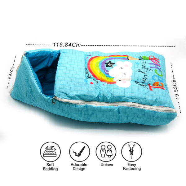 Tumblo Baby Sleeping Bag – Soft & Cozy Cotton with Rainbow Teacher Print (0–12 Months, 116.84 × 49.53 × 8.87 cm) - Image 3