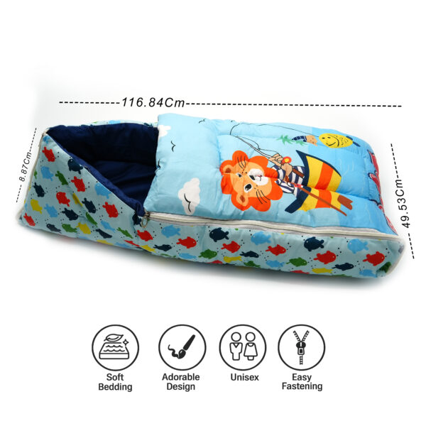 Tumblo Baby Sleeping Bag – Soft & Cozy Cotton with Lion Fishing Print (0–12 Months, 116.84 × 49.53 × 8.87 cm) - Image 4