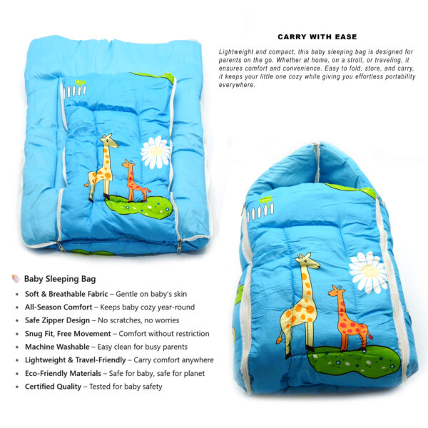 Tumblo Baby Sleeping Bag – Soft & Cozy Cotton with Giraffe Cartoon Print (0–12 Months, 116.84 × 49.53 × 8.87 cm) - Image 7
