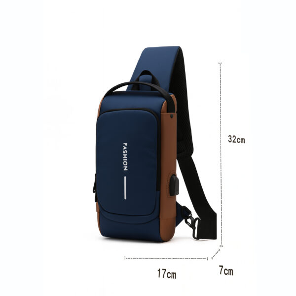 Tumblo™ Anti-Theft Leather Sling Bag Blue | Crossbody Backpack with USB Charging Port & Dial Lock | Waterproof - Image 3
