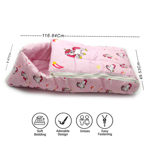 Tumblo Baby Sleeping Bag – Soft & Cozy Cotton with Unicorn Cartoon Print (0–12 Months, 116.84 × 49.53 × 8.87 cm) - Image 4