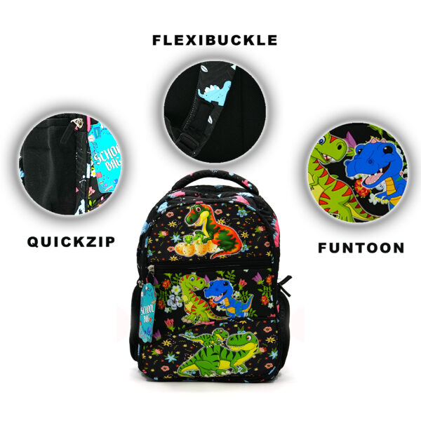 Tumblo Cute Little Dino Black School Bag(6-9 yrs,30 X 16 X 40.62 cm) - Image 5