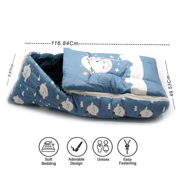 Tumblo Baby Sleeping Bag – Soft & Cozy Cotton with Moon & Cloud Cartoon Print (0–12 Months, 116.84 × 49.53 × 8.87 cm) - Image 5