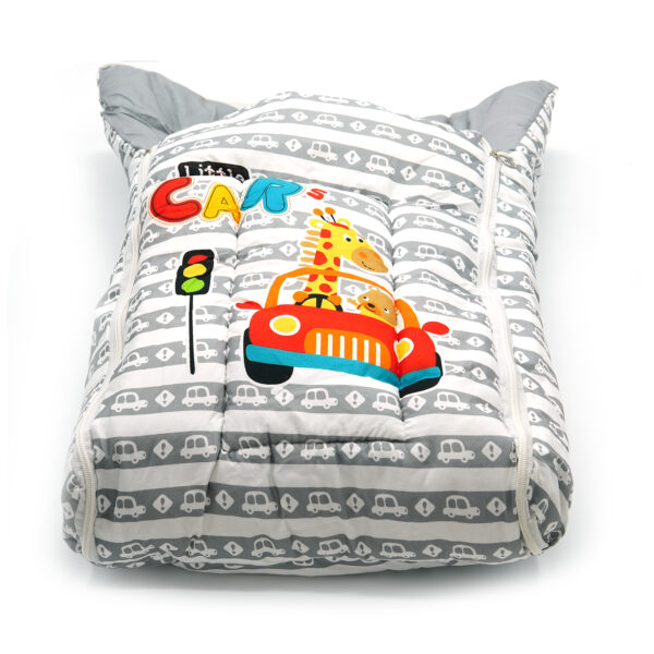 Tumblo Baby Sleeping Bag – Soft & Cozy Cotton with Grey Car & Giraffe Cartoon Print (0–12 Months, 116.84 × 49.53 × 8.87 cm) - Image 4