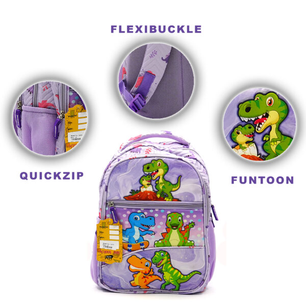 Tumblo purple Cute Little Dino School Bag(6-9 yrs,30 X 16 X 40.62 cm) - Image 5