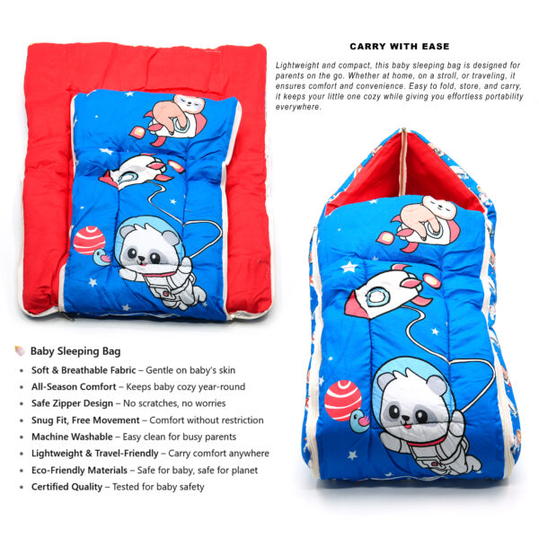 Tumblo Baby Sleeping Bag – Soft Cotton with Blue Space Theme & Astronaut Panda Print (0–12 Months, 116.84 × 49.53 × 8.87 cm) - Image 7