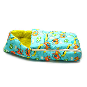 Tumblo Baby Sleeping Bag – Soft Cotton with Aqua Green Jungle Theme & Cute Animal Prints (0–12 Months, 116.84 × 49.53 × 8.87 cm)