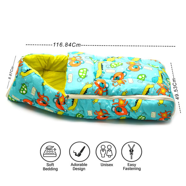 Tumblo Baby Sleeping Bag – Soft Cotton with Aqua Green Jungle Theme & Cute Animal Prints (0–12 Months, 116.84 × 49.53 × 8.87 cm) - Image 5